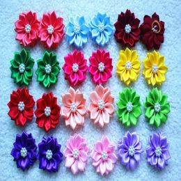 Dog Apparel 100pcs lot Pet Hair Bows Rubber Bands Petal Flowers With Pearls Grooming Accessories Product2861