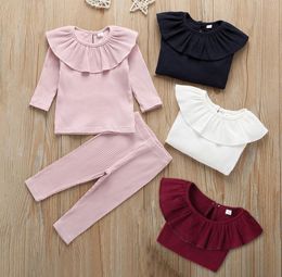 2020 Autumn Baby Clothing for Girls Long Sleeve Tshirt Pants 2PCS Kids Clothes Sets Spring Infant Toddler Outfits 4 Colours 03T7583618