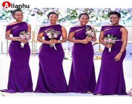 NEW Purple Long Bridesmaid Dresses 2022 African Black Girls Women Satin Mermaid Wedding Party Dress Prom Formal Wear Maid Of Hono6045673