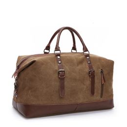 Original Canvas Leather Men Travel Bags Carry On Luggage Bag Men Duffel Bag Handbag Travel Tote Large Weekend Bag Drop 240306