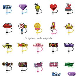 Drinking Straws Custom Drinks Etc Pattern Soft Sile St Toppers Accessories Er Charms Reusable Splash Proof Dust Plug Decorative 8Mm Pa Dhucq