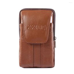 Waist Bags Pure Colour Men Fanny Bag Classic Texture Delicate Design Chic Cowhide Leather Mobile Phone Purse Belt Bum Pouch