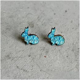 Other Stud Earrings Women Selling Easter Ornaments Wood Printing Colour Creative Cute Ins Drop Delivery Jewellery Findings Components Dh5Gw