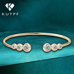 Bangle 1.8cttw Bubble Moissanite Diamond Bracelets for Women 925 Silver Plated 18k Yellow Gold Bride Bracelet Bangle Fine Jewellery Gift ldd240312