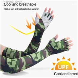Protective Sleeves Cycling Gloves 1 Pair Cooling Arm Er Camo Half Finger Women Men Sports Running Uv Protection Outdoor Fishing Drop Delivery Out Otexi L240312