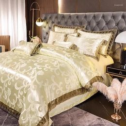 Bedding Sets High-grade European-style Sateen Jacquard Four-piece Wedding Palace Lace Quilt Set Sheet Double Bed Linen