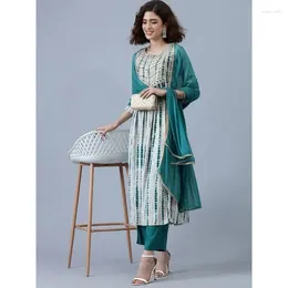 Ethnic Clothing Motifs Printed Straight Shape Pleated Style With Pant Dupptta Set