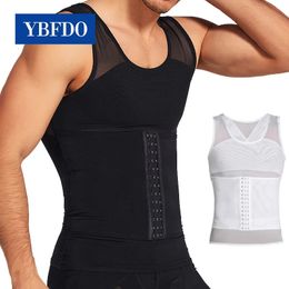 YBFDO Mens Body Shaper Compression Shirts Abdomen Shapewear Tummy Slimming Sheath Gynecomastia Shapers Corset Waist Trainer Tops 240306