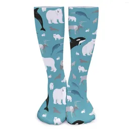 Women Socks Arctic Animal Print Stockings Polar Bear Medium Trendy Running Sports Anti Skid Design Birthday Gift