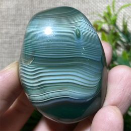 Decorative Figurines Natural Crystal Green Lace Agate Palm Reiki Stone Quartz Beauty Stripe Gemstone Mineral Energy Healing Home Decortion