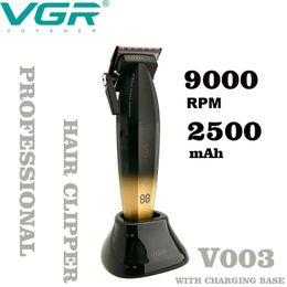 VGR V003 Professional Barber 9000RPM 5V Motor Electric Push Hair Clipper Oil Head Gradient 2500mAh Li-ion Battery Trimmer Tool 240301