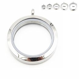 10Pcs lot Mix Size Round Silver Plain Screw Floating Locket 316L Stainless Steel Floating Charms Memory Glass Locket Pendant279H