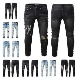 AA-88 New Jeans Mens Luxury Designer Denim Jeans Pants Holes Trousers Biker Men's Clothing {The color sent is the same as the photo}