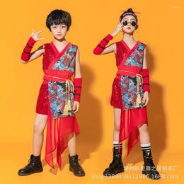 Stage Wear Children's Dance Attire Ancient Style Qipao Trendy Chinese Boys And Girls Spliced Runway Costumes