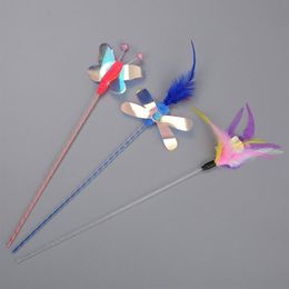 Cat Toys Pet False Butterfly worm Feather Interactive Funny Teaser Wand Training Kitten Colourful Rod316k