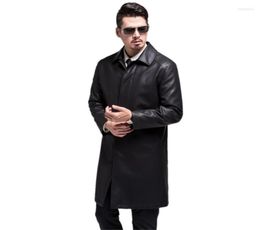 Men039s Trench Coats 809 Fashion Men Long Leather Coat Sheep Fur Man Winter Jacket2066572