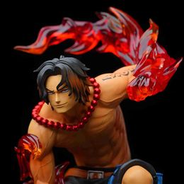 Action Toy Figures 16CM One Piece GK Portgas D Ace Figure Anime Toys Collectible Figurines Model Squatting Fire Fist Ace Ornaments Gifts For Animer ldd240312