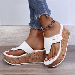 Dress Shoes Women 7.5cm Thick Bottom Sandals Slip-On Casual Female Wedge Platform Flip Flops Slippers 2024 Summer Ladies Shoe