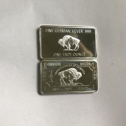 10 pcs Non Magnetic buffalo German silver plated 1 OZ ox animal 58 mm x 28 mm souvenir bullion bar324N