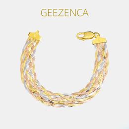 Italian Jewellery 925 Sterling Silver Woven Bracelets For Women Three Colour 8 Threads Bracelet Bangle Valentine Day Gift 240226