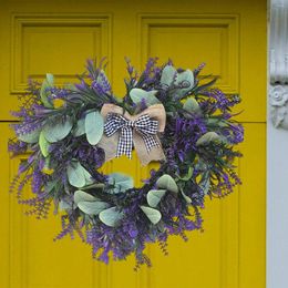 Decorative Flowers Large Wreath Lavender Front Door Wall Pendant For Wedding Home Garden