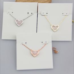 Pendant Necklaces Necklace Rose Quartz Heart Heart Stone Real 18K Gold Plated Dangles Glitter Jewelries Letter Gift With free dust bag