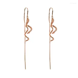 Dangle Earrings Design Sense Zircon Spiral Tassel Anti-Lost Ear Line Female Fashion Personality Long S925 Silver Needle