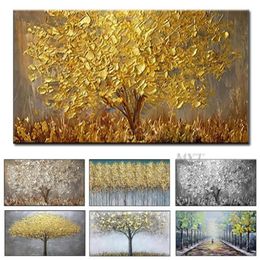 New Handmade Large Modern Canvas Art Oil Painting LNIFE Golden Tree Paintings For Home Living Room el Decor Wall Art Picture2812
