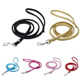Pet Puppy Dog Leash Collar Long Smooth Pu Leather Leashes Solid Colour Walker Girl Boy For Walking Collars &323N