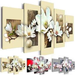 Unframed 5 Piece Picture Flowers Canvas Art Print Oil Painting Wall Pictures for Living Room Paintings Cuadros Decorativos296V