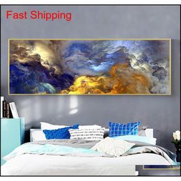 Paintings Wangart Abstract Colours Unreal Canvas Poster Blue Landscape Wall Art Painting Living Room Wall Hanging Mode qylUII packi266r