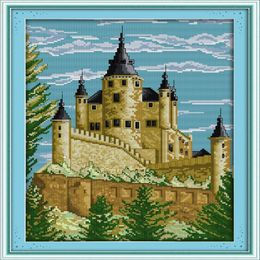 Castle Europe scenery classical home decor painting Handmade Cross Stitch Embroidery Needlework sets counted print on canvas DMC 297U