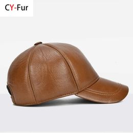 2024 Adjustable Mens Genuine Cowhide Leather Baseball Cap for Fall Winter Outdoor Sports Hat Men Real Cowhide Leather Caps 240327