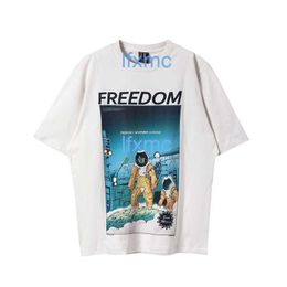 2024ss American Fashion Label Saint Michael Cartoon Anime Astronaut Print Unisex Short Sleeved T-shirt 9O9J