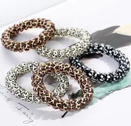 Girl Woman Leopard Telephone Wire Hairbands Hair Ties Girls Elastic Hair Bands Ring Rope Leopard Print Bracelet Stretchy Hair Rope6794847