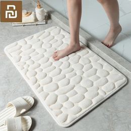 Control 2022 Mijia Cobblestone Embossed Bathroom Bath Mat Nonslip Carpets Bathtub Side Floor Rug Shower Room Doormat Memory Foam Pad