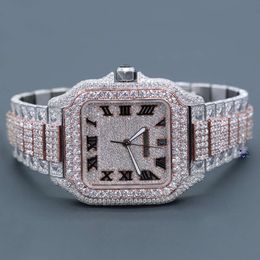 y Diamond Iced Out Hip Hop Luxurious Wrist Watch For Men In Moissanite VVs Clarity White Round Brilliant Cut Diamonds