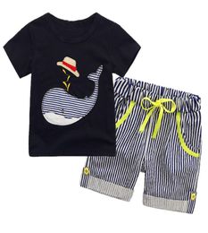 Whole kids designer clothes boys Summer Boy INS whale hat stripe suit cartoon dinosaur Short sleeve Tshirt shorts Suit baby 5824914