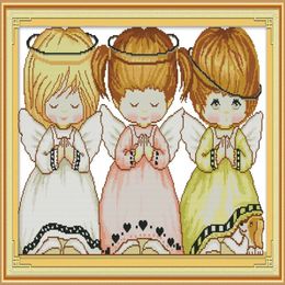 Three little angels home cross stitch kit Handmade Cross Stitch Embroidery Needlework kits counted print on canvas DMC 14CT 11CT290w