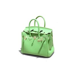 Designer 2024 Cowhide rkinbir Layer Bag Lady Bags Top Lychee Classic Pattern Green Mini Trendy Leather Women's Portable Shoulder Tote 225C2J36