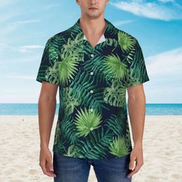 Men's Casual Shirts Tropical Leaves Jungle Shirt Palm Print Vintage Hawaiian Mens Short Sleeve Vacation Street Style Oversize Blouses