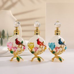 60 X 15ml Refillable Magnolia Flower Couple Birds Perfume Decor Bottle Wedding Gift Decoration Jewelled Enamelled Container Bottle