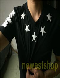 sell Brand tag clothing mens White five pointed star flock printing t shirt fashion t shirts Designer t shirts Camiseta tops t6357171