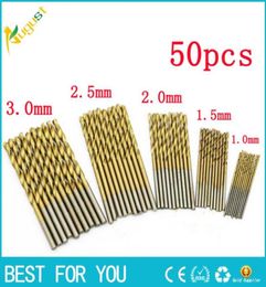 New one set 50x 1152253mm HSS High Speed Steel Drill Bit Set Tools Titanium Coated Highintensity drills54979702146675