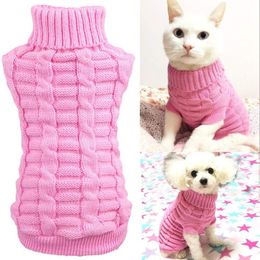5 Colour Dog Apparel Dogs Sweater Warm Pet Woolly Kitten Sweaters for Small Doggy Cute Knitted Classic Cat Sweatshirts Pup Clothes C180K