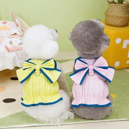 Dog Apparel Fashion Bow Dresses Can Lead Pet Summer Clothes Cute Puppy Skirts Pomeranian Teddy Clothing Costume