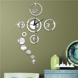 Personality mute wall clock DIY clock wall stickers mirror mirror upscale living room wall clock decoration330u