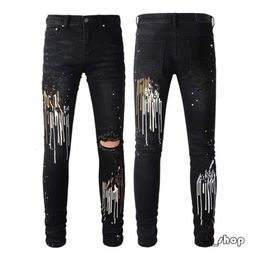 Amirir Jeans Men's Jeans Mens Designer No Rips Skinny Amirri For Men Ripped Pants With Holes Denim Man Shirt Straight Leg Slim Fit Zipper Amari Hip Hop Bikers 6725