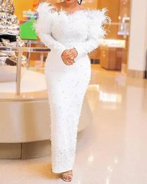 African Dresses for Women Spring and Autumn African Women Long Sleeve White Plus Size Long Dress African Clothes 240228