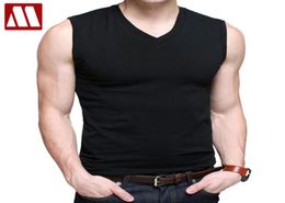 Mens Cotton TShirts VNeck Short Sleeve Summer Fashion Male Muscle Tank Shirts Top Tees European Style Slim Fit Y2006111232218